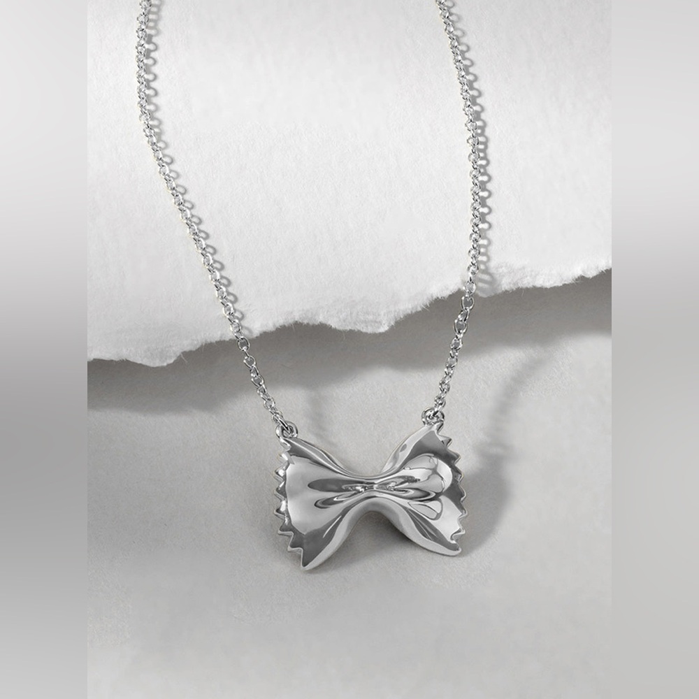 Wanderlust + Co Bow Tie Pasta Necklace Silver Rhodium - Picture 7 of 9
